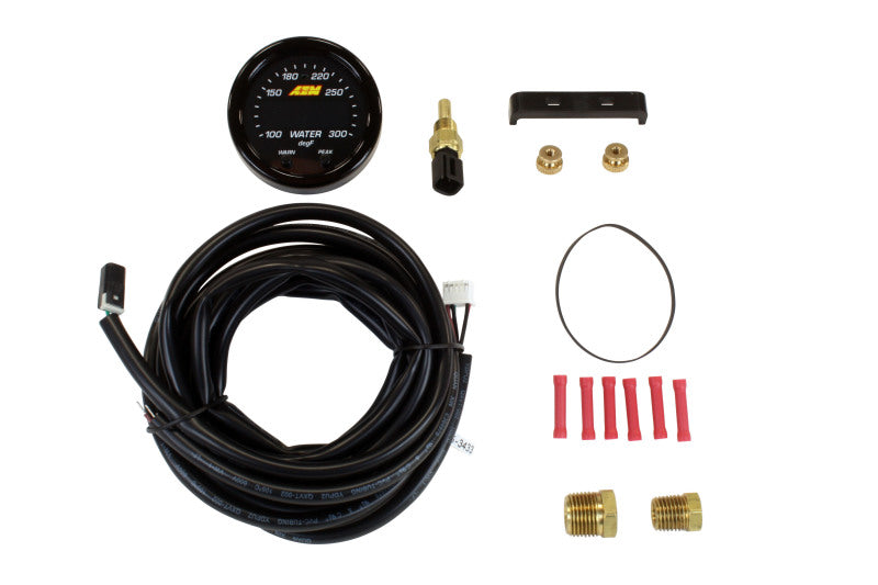 AEM X-Series Temperature 100-300F Gauge Kit (ONLY Black Bezel and Water Temp. Faceplate) 30-0302