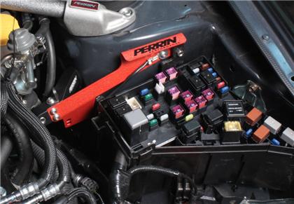 Perrin 08-12 Subaru WRX Hatchback/Sedan Master Cylinder Bracket - Red PSP-BRK-402RD