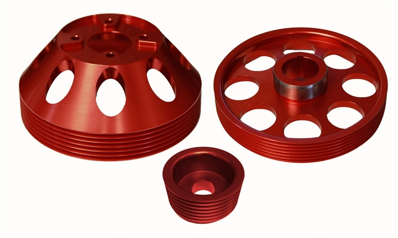 Torque Solution Lightweight WP/Crank/Alt Pulley Combo (Red): Hyundai Genesis Coupe 3.8 2010+ TS-GEN-006R