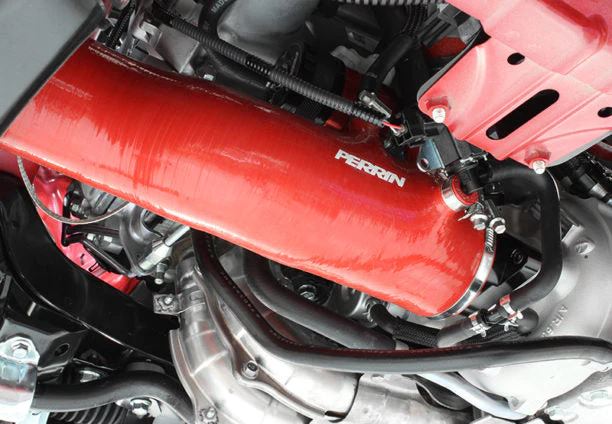 Perrin 2015-2021 Subaru WRX Red 3in Turbo Inlet Hose with Nozzle PSP-INT-424RD