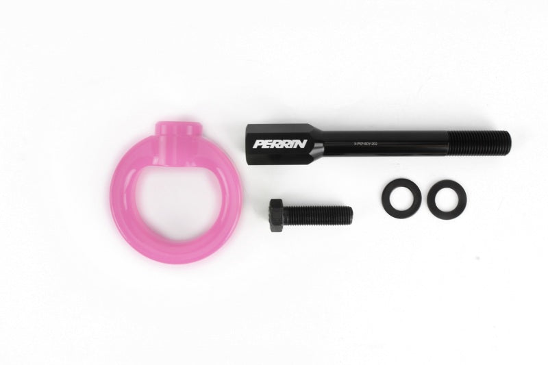 Perrin 02-07 Subaru WRX/STI Tow Hook Kit (Front) - Hyper Pink PSP-BDY-230HP