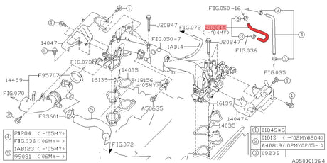Schlauch 2 Wasserbrücke zu Drosselklappe EJ205/EJ207 - 21204AA351