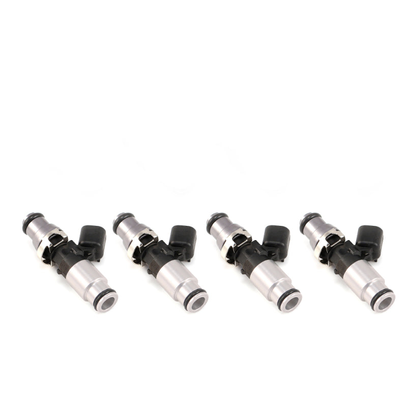 Injector Dynamics 1050X Injectors 14mm (Grey) Adaptor Top - (Silver) Bottom Adapter (Set of 4) 1050.60.14.14B.4