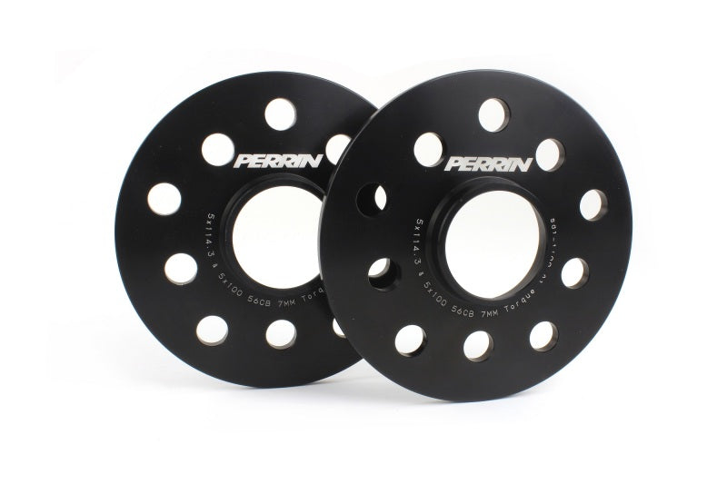 Perrin Subaru 5x114.3/5x100 7mm Slip-On Wheel Spacers - w/ 56mm Hubs/Qty 10 Studs PSP-WHL-107BK