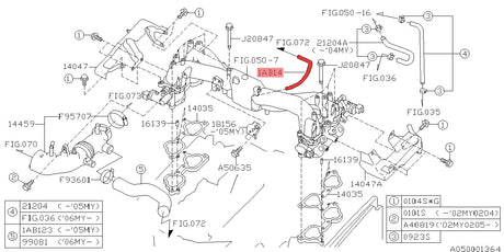 Hose intake manifold to blow off reference line - 99071AB140