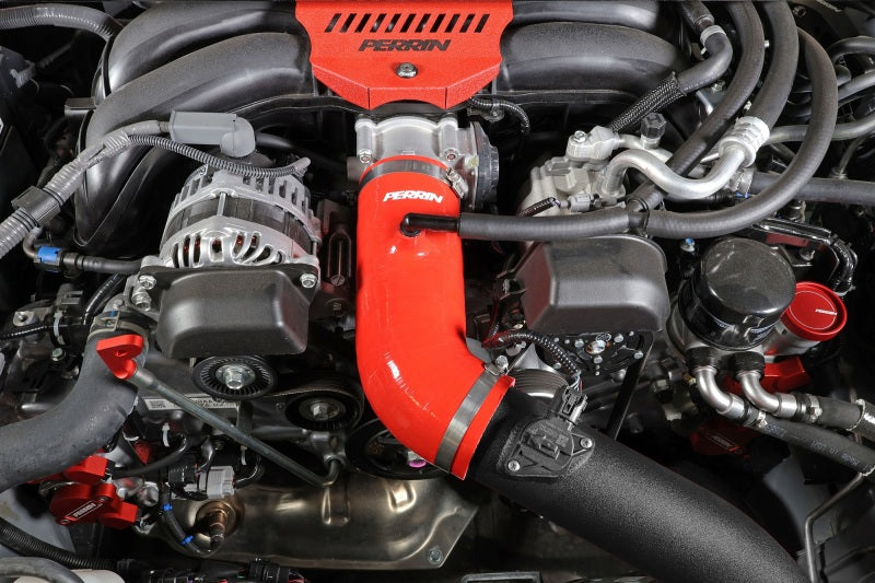 Perrin 22-23 Subaru BRZ/Toyota GR86 Silicone Inlet Hose (3in. ID / SS Wire) - Red PSP-INT-432RD