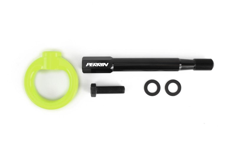 Perrin 2022 Subaru WRX / 18-21 Crosstrek / 14-21 Forester Tow Hook Kit (Front) - Neon Yellow PSP-BDY-237NY