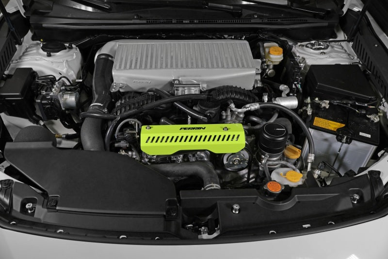 Perrin 22-23 Subaru WRX Pulley Cover (Short Version - Works w/AOS System) - Neon Yellow PSP-ENG-154NY