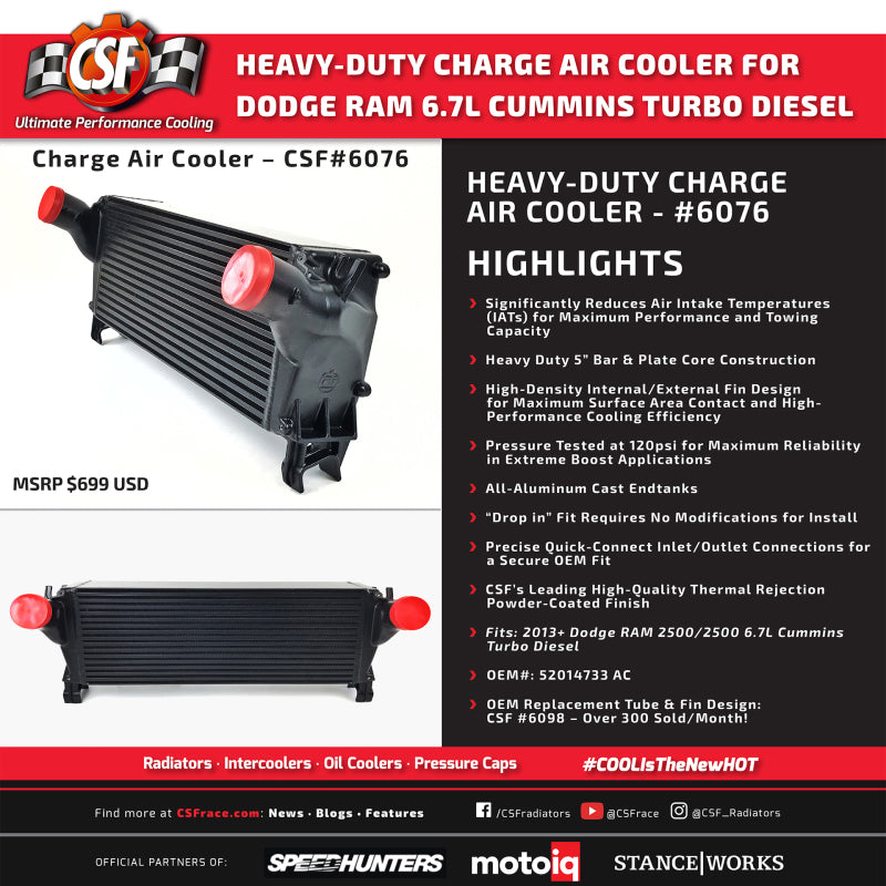 CSF 13-18 Ram 2500 6.7L OEM Intercooler 6076