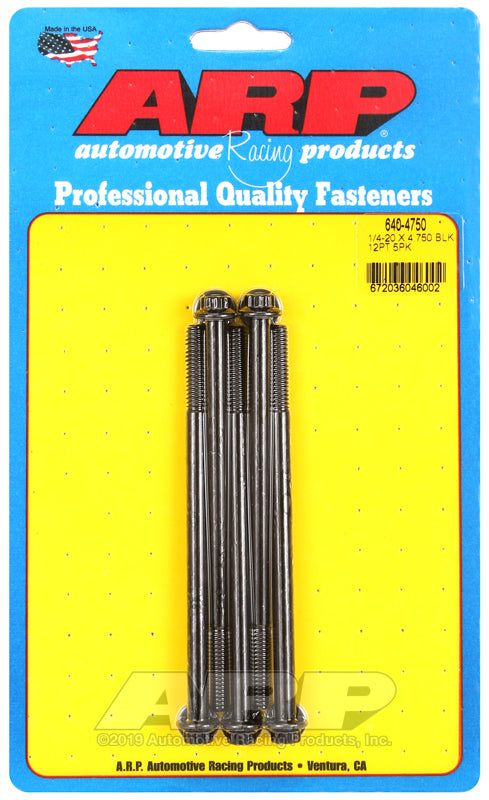 ARP 1/4-20 x 4.750 12pt black oxide bolts 640-4750