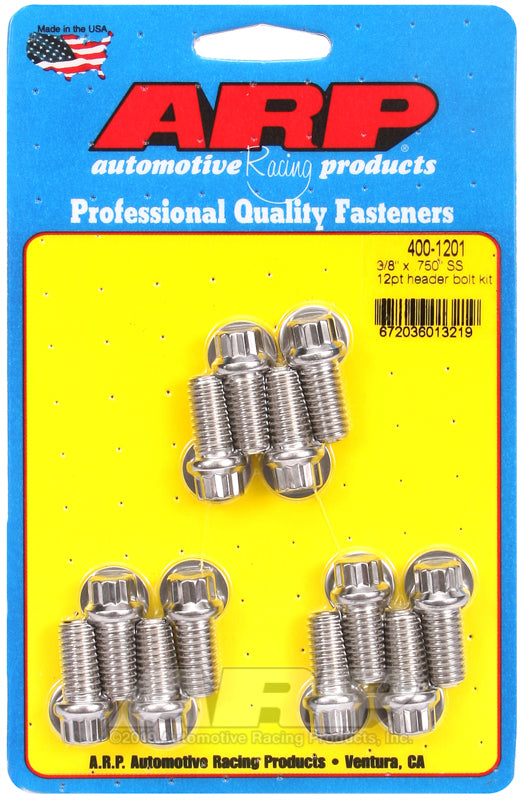 ARP 3/8 x .750 SS 12pt Header Bolt Kit 400-1201
