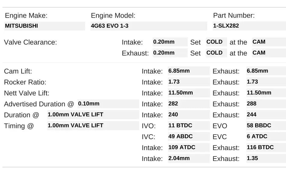 1-SLX282 |  Solid / 4G63 EVO 1-3