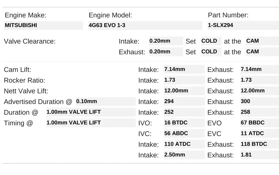 1-SLX294 |  Solid / 4G63 EVO 1-3