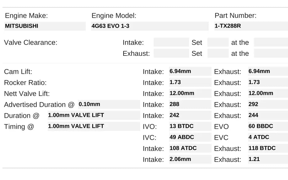 1-TX288R | EVO 1-3 4G63