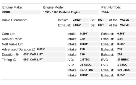 150-A | 109E-116E Camshaft