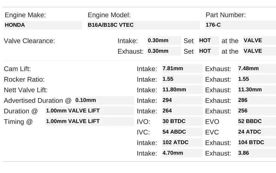 176-C | B16A/B18C VTEC N/A