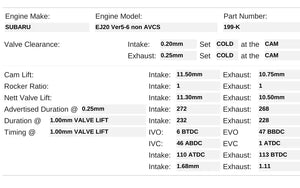 199-K | EJ20 V5+ non AVCS