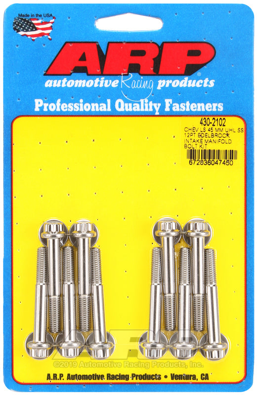 ARP Chevy LS 45mm UHL 12pt Edelbrock intake manifold bolt kit 430-2102