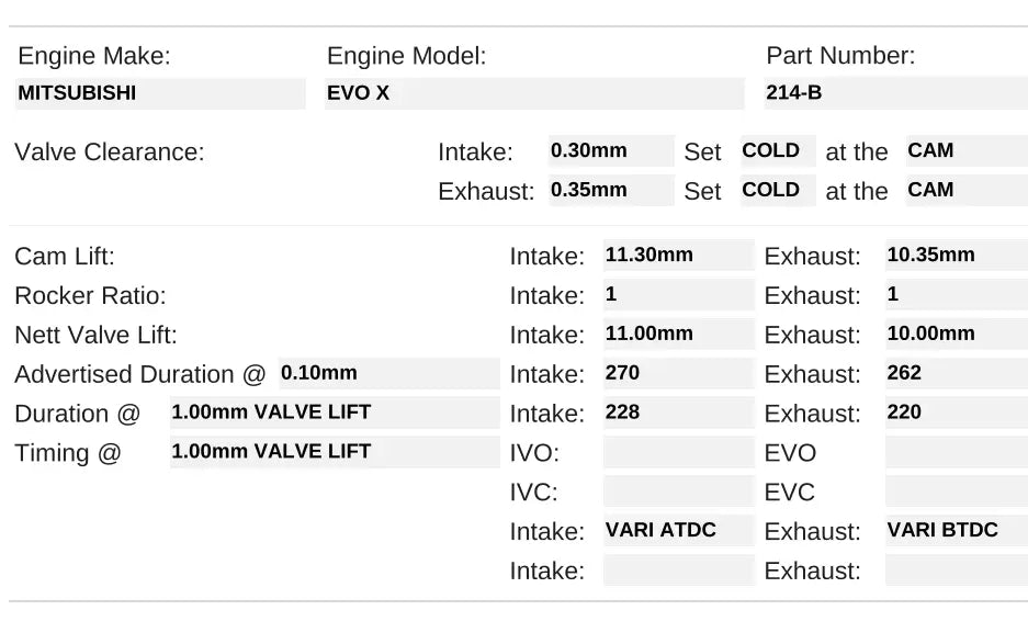 214-B | EVO X 4B11T