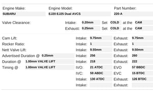220-A | EJ257 STI Dual AVCS