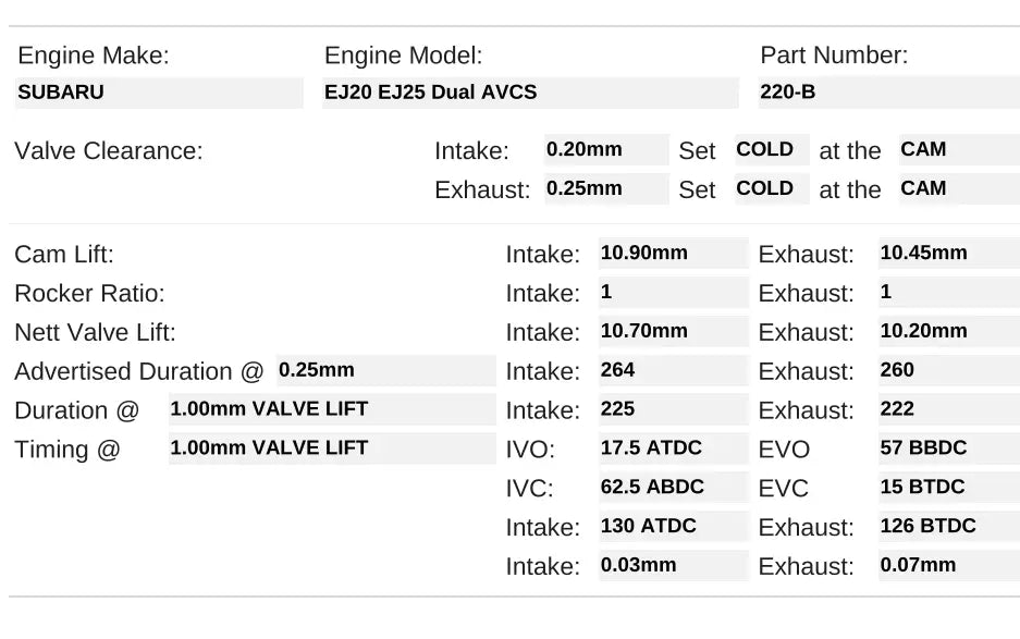 220-B | EJ257 STI Dual AVCS