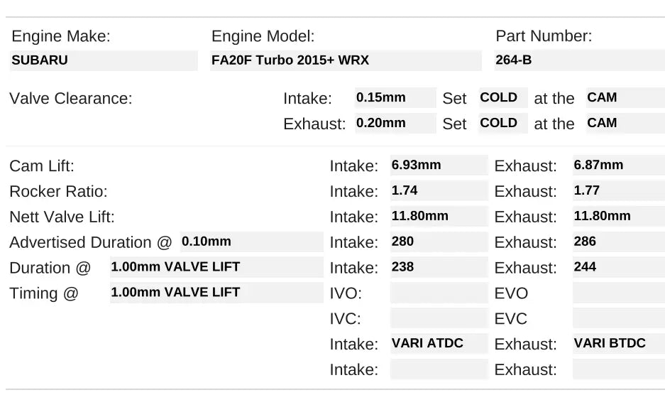 264-B | FA20F WRX 2015+