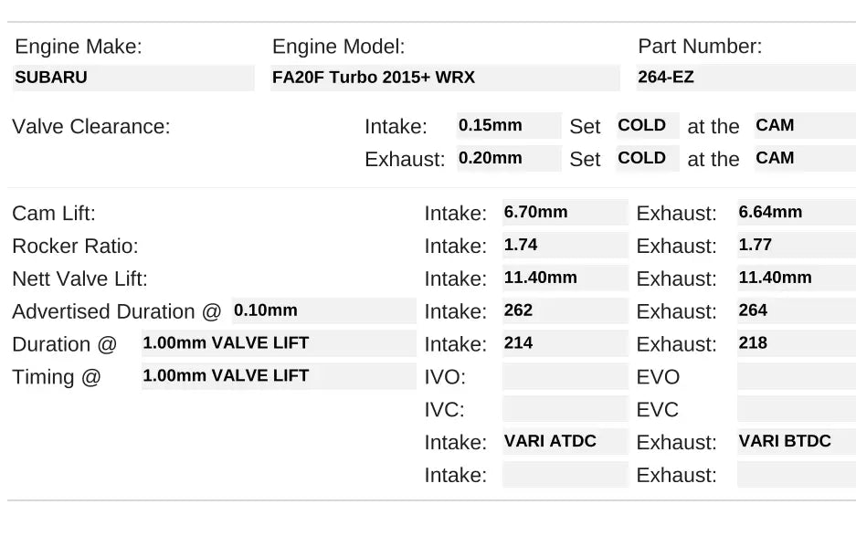 264-EZ | FA20F WRX 2015+