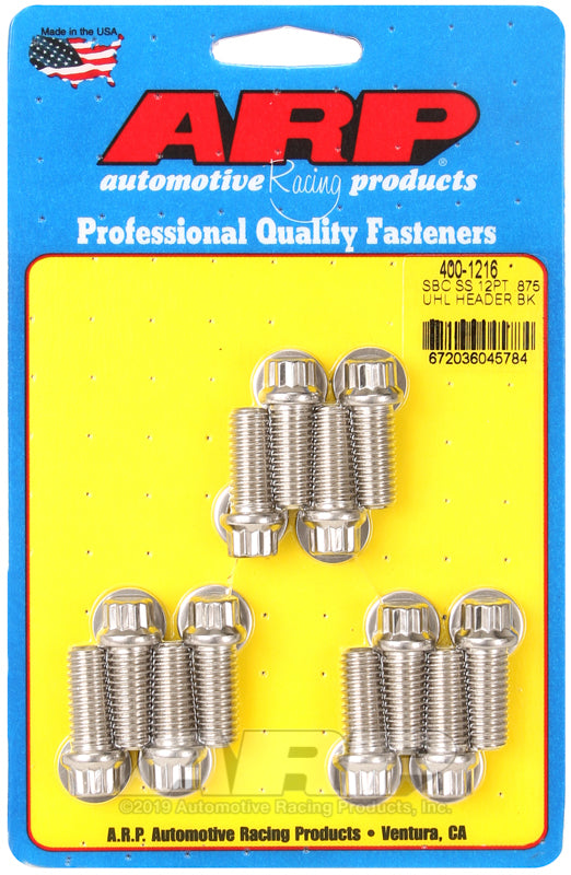 ARP Chevrolet Small Block SS 12pt .875in UHL Header Bolt Kit - Polished 400-1216