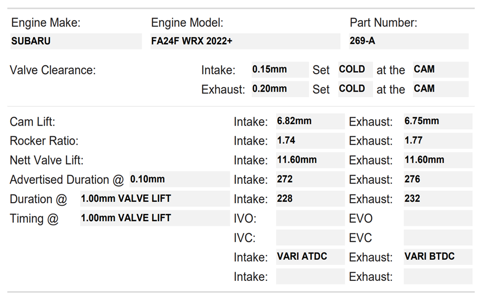 269-A | FA24F WRX 2022+