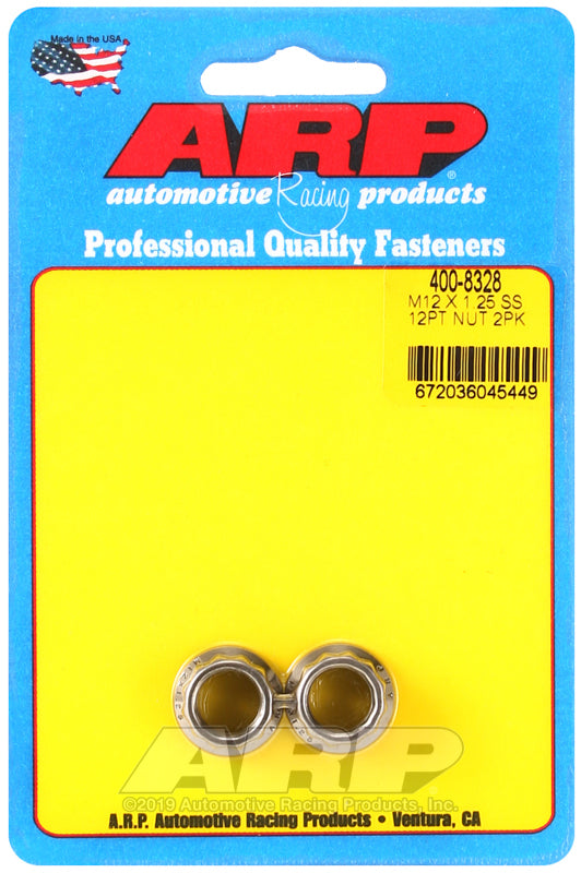 ARP M12 X 1.25 (.750 collar) SS 12pt nut kit 400-8328