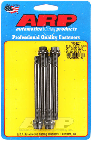 ARP 5/16-24 X 3.750 black 12pt water pump pulley w/ 2.500in fan spacer stud kit 100-3227