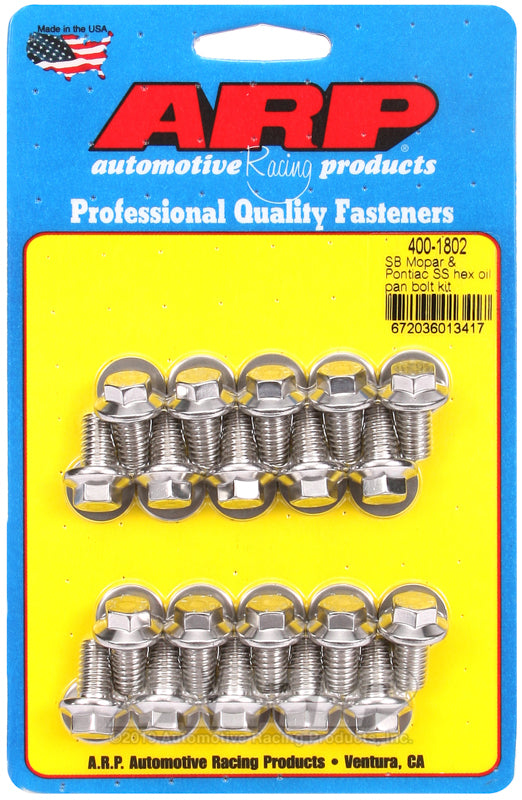 ARP SB Mopar and Pontiac SS Hex Oil Pan Bolt Kit 400-1802