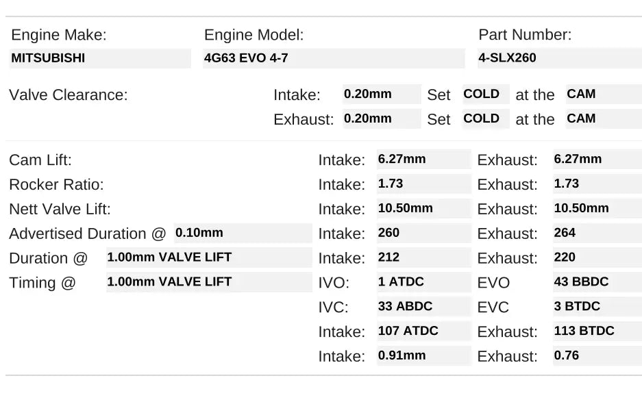 4-SLX260 |  Solid / 4G63 EVO 4-7