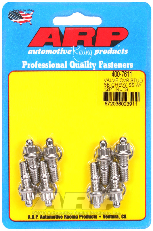 ARP SB Chevy Stamped Steel Covers SS 12 pt Valve Cover Stud Kit 400-7611