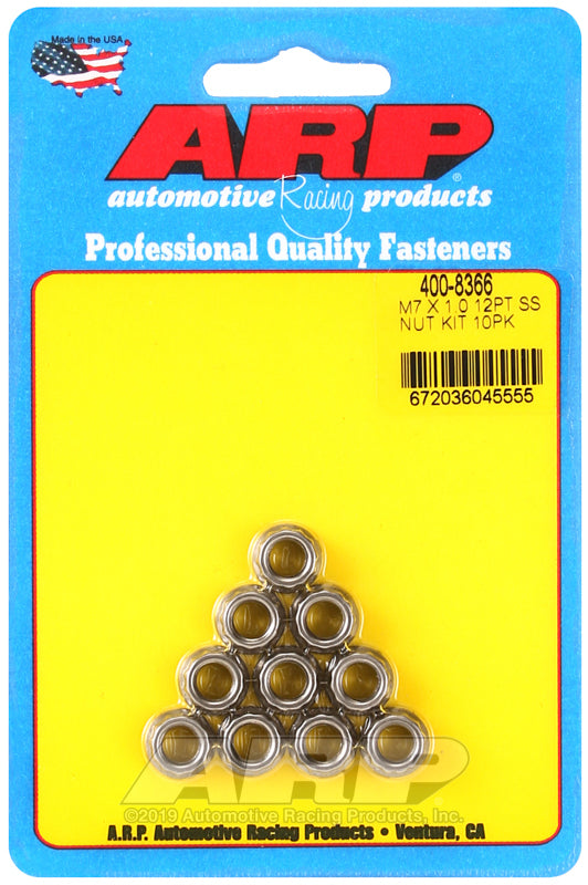 ARP M7 X 1.00 (M9 wr) SS 12pt nut kit 400-8366