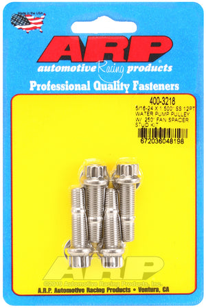 ARP 5/16-24 X 1.500 SS 12pt water pump pulley w/ .250in fan spacer stud kit 400-3218
