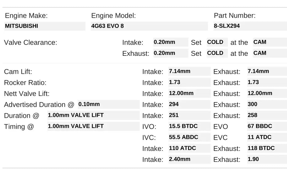 8-SLX294 | Solid / 4G63 EVO 8