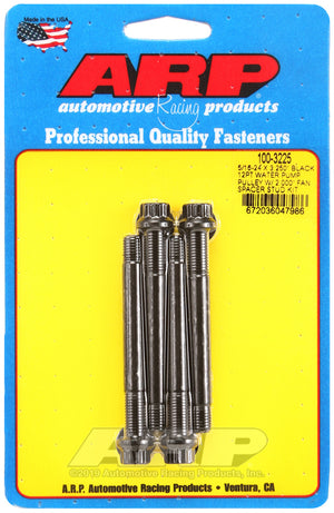 ARP 5/16-24 X 3.250 black 12pt water pump pulley w/ 2.000in fan spacer stud kit 100-3225