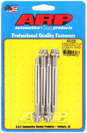 ARP 5/16-24 X 3.500 SS 12pt water pump pulley w/ 2.250in fan spacer stud kit 400-3226