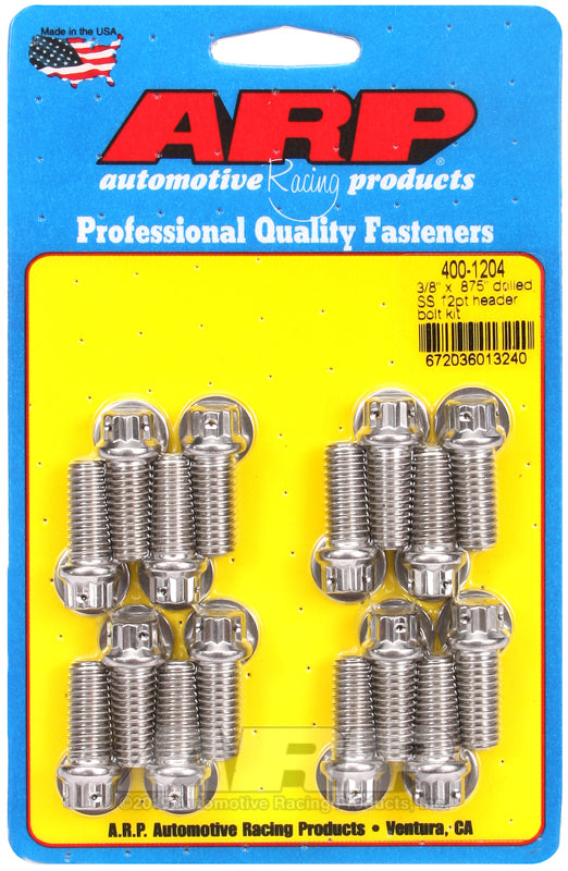 ARP 3/8 x .875 Drilled SS 12pt Header Bolt Kit 400-1204