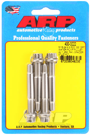 ARP 5/16-24 X 2.500 SS 12pt water pump pulley w/ 1.250in fan spacer stud kit 400-3222