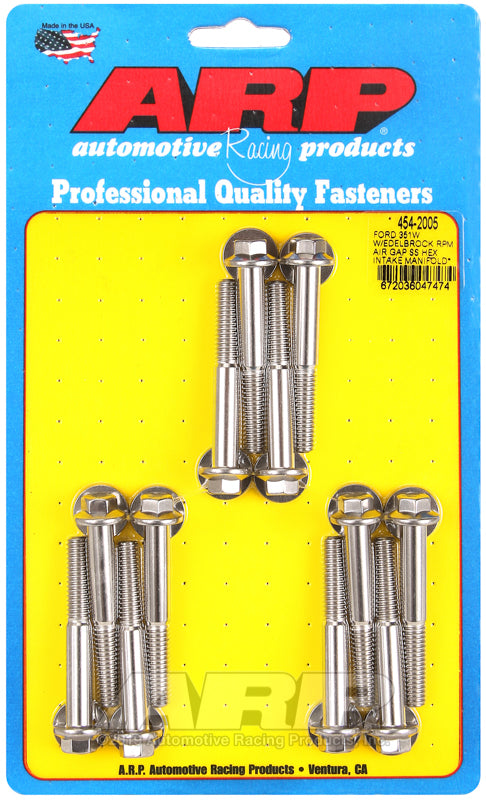 ARP Ford 351W w/Edelbrock RPM air gap hex intake manifold bolt kit 454-2005