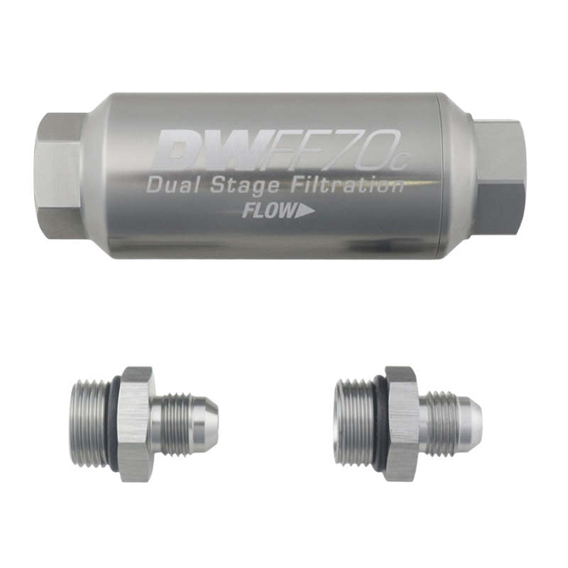 DeatschWerks 6AN 10 Micron 70mm Compact In-Line Fuel Filter Kit 8-03-70C-010K-6