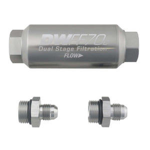 DeatschWerks 6AN 10 Micron 70mm Compact In-Line Fuel Filter Kit 8-03-70C-010K-6