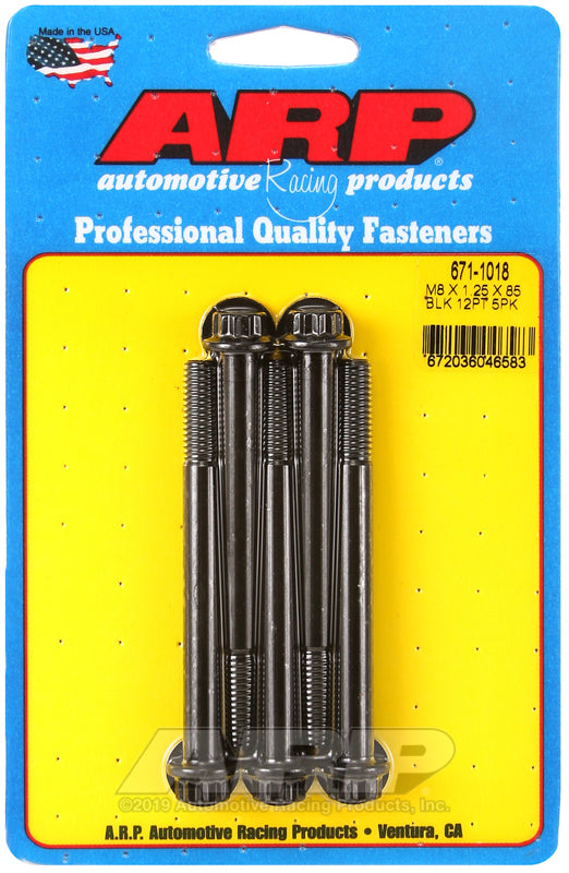 ARP M8 x 1.25 x 85 12pt Black Oxide Bolts (5/pkg) 671-1018