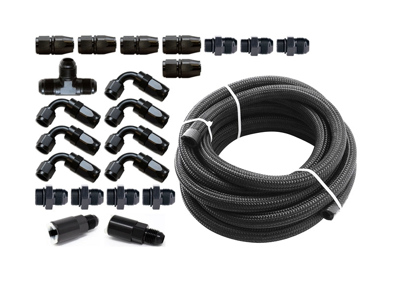 Torque Solution Braided Fuel Line Kit for -6 Aeromotive FPR: Subaru WRX 02-14 / Subaru STI 07-18 TS-SU-6FLK-AM