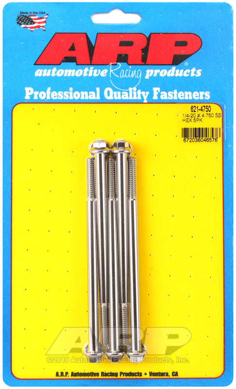 ARP 1/4-20 x 4.750 hex SS bolts 621-4750