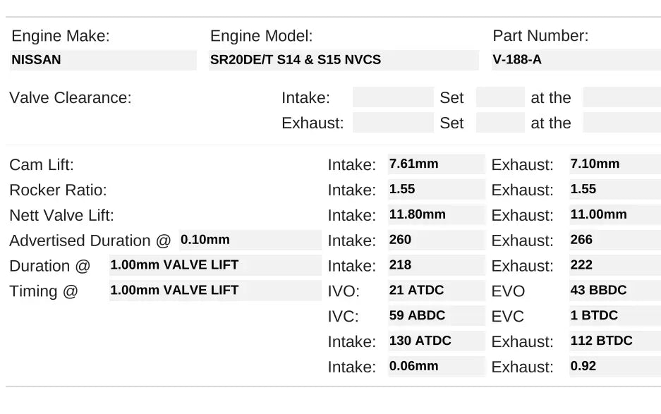 V-188-A | SR20DET NVCS Turbo