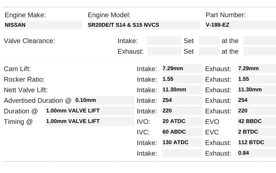 V-188-EZ | SR20DET NVCS Turbo