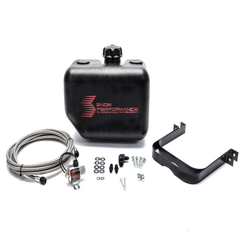 Snow Performance Water Tank Upgrade 2.5gal Braided SS Line w/Bracket/Solenoid/Hose/Fittings SNO-40014-BRD